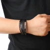 Męska bransoletka z grawerem - Trieste, black/silver